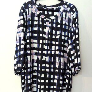 NYDJ Women's Abstract Grid Print Blouse. Size 3X